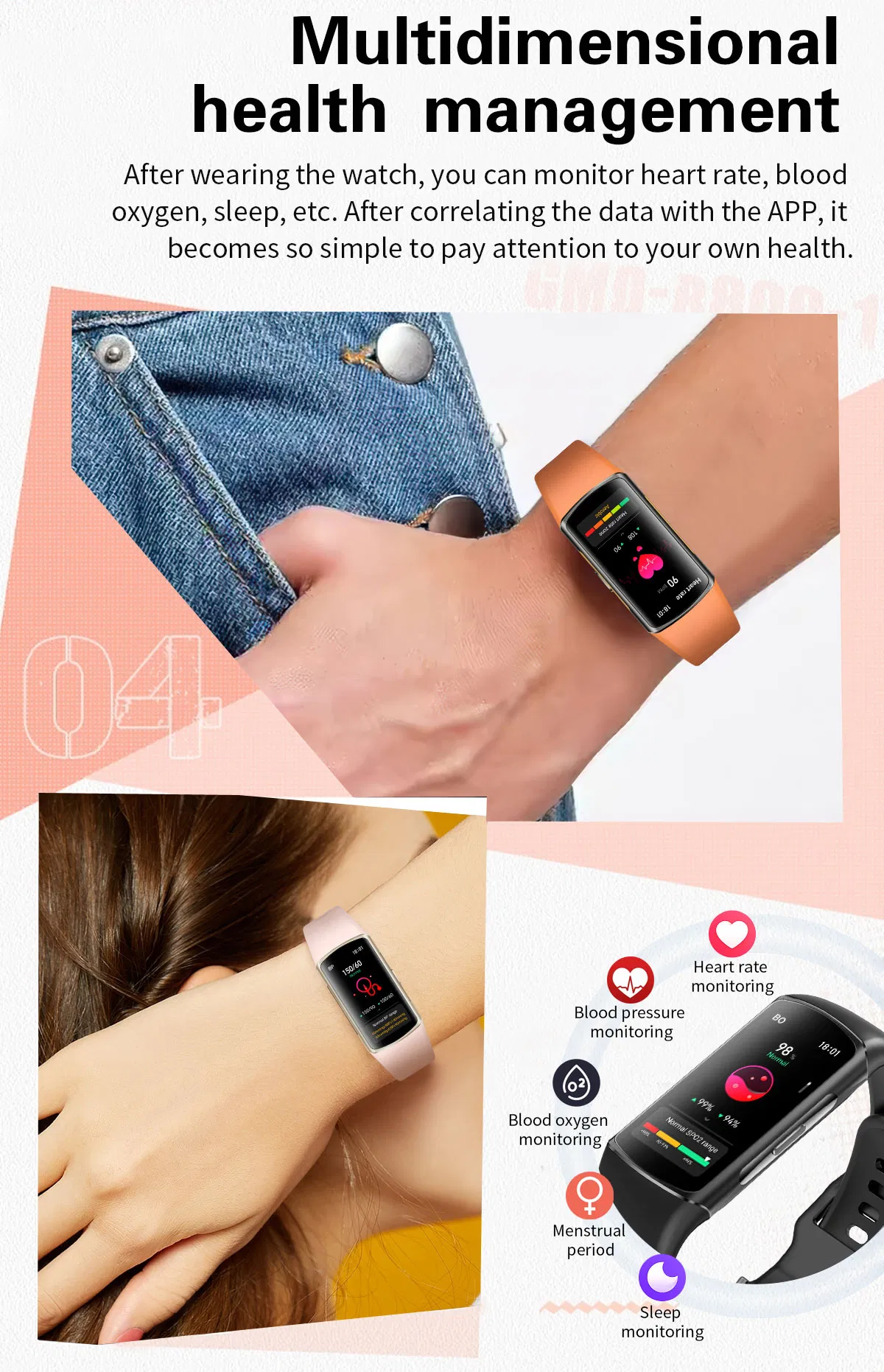 Newly Fitness Tracker Watch Sport Pedometer Heart Rate Blood Pressure Health Monitoring Smart Band Bracelet