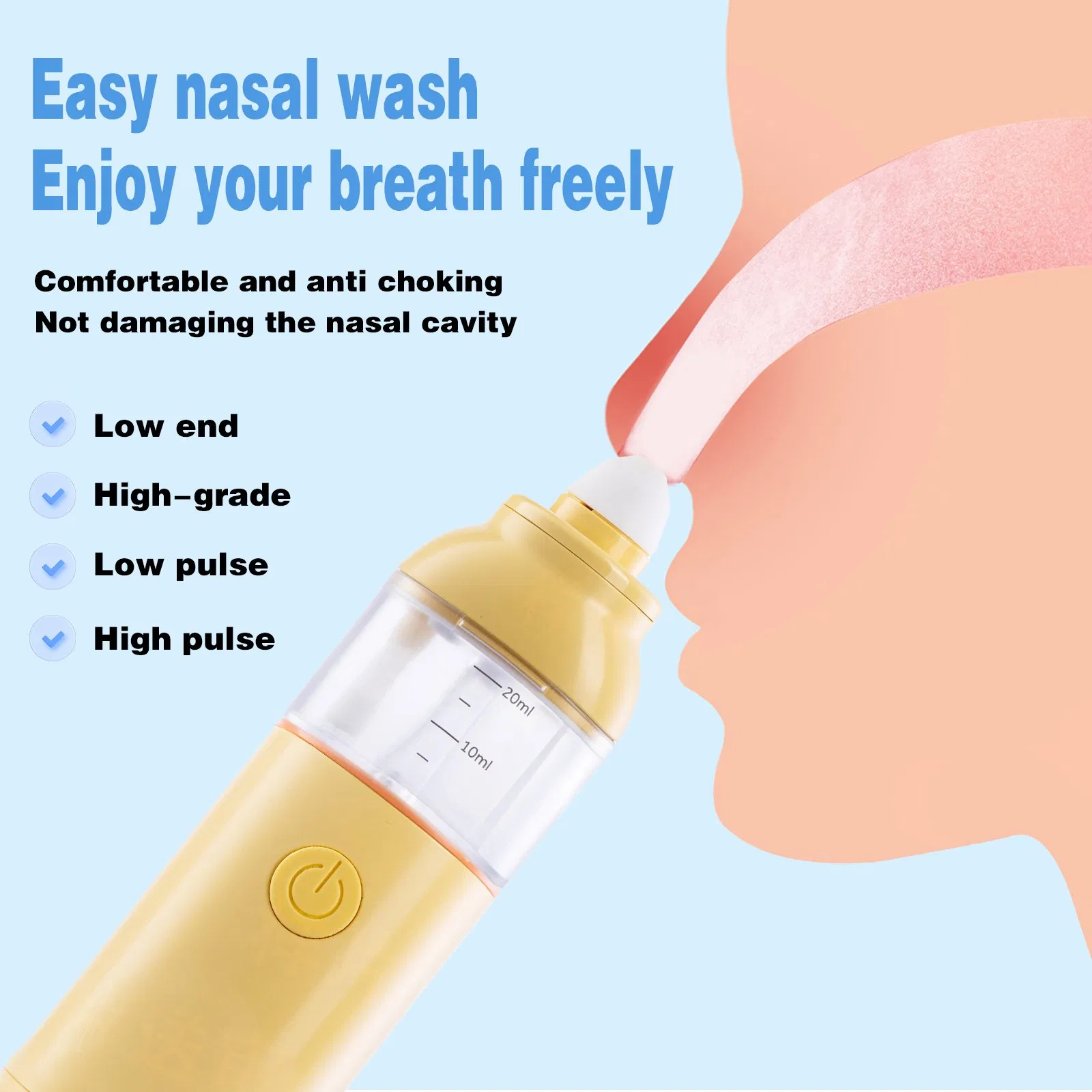 Electric Nasal Irrigation System Sinus Rinse Machine Waterproof Nose Cleaner Nasal Irrigator