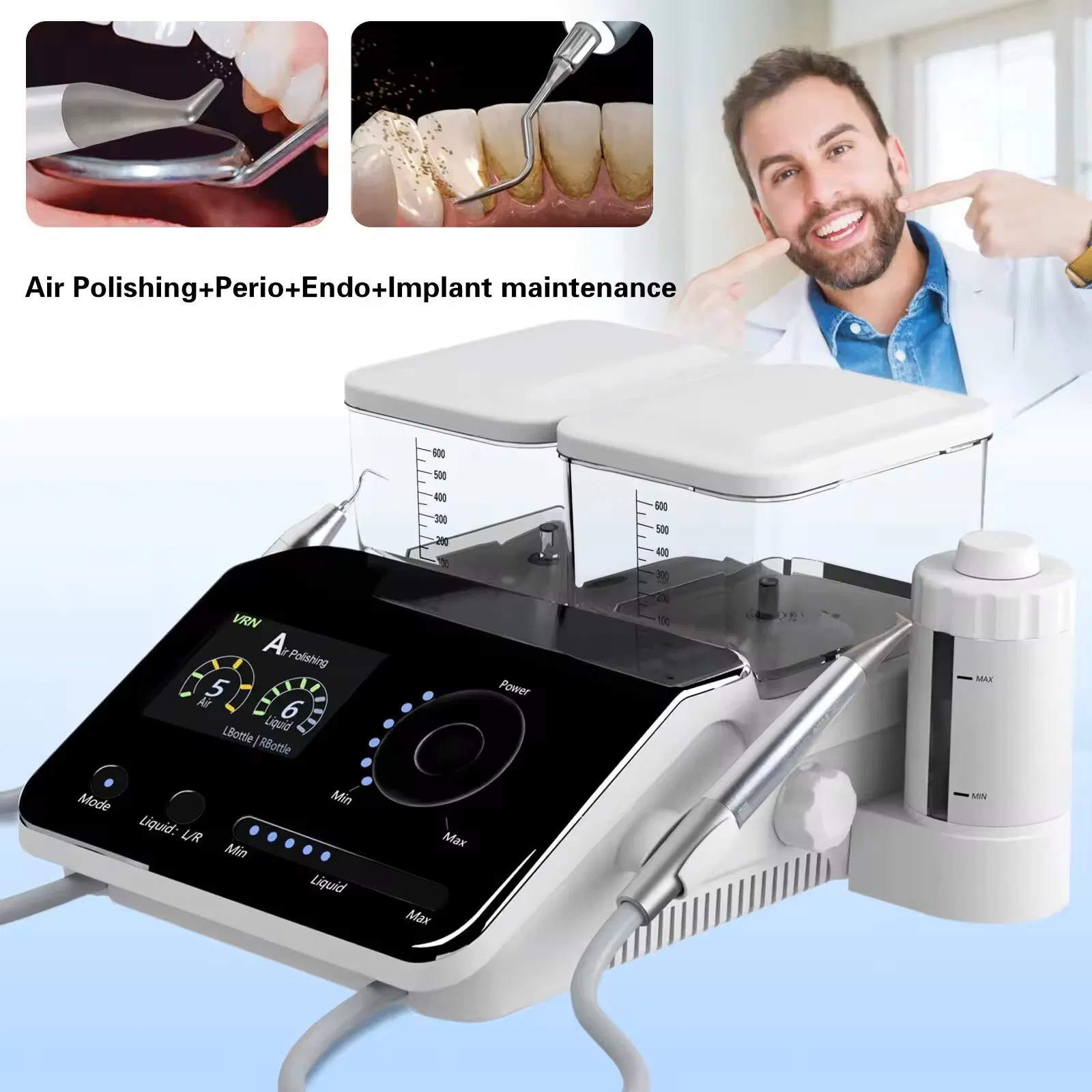 New Version Ultrasonic Periodontal Therapy System Dental Ultrasonic Scaler Air Polisher Machine 2 in 1
