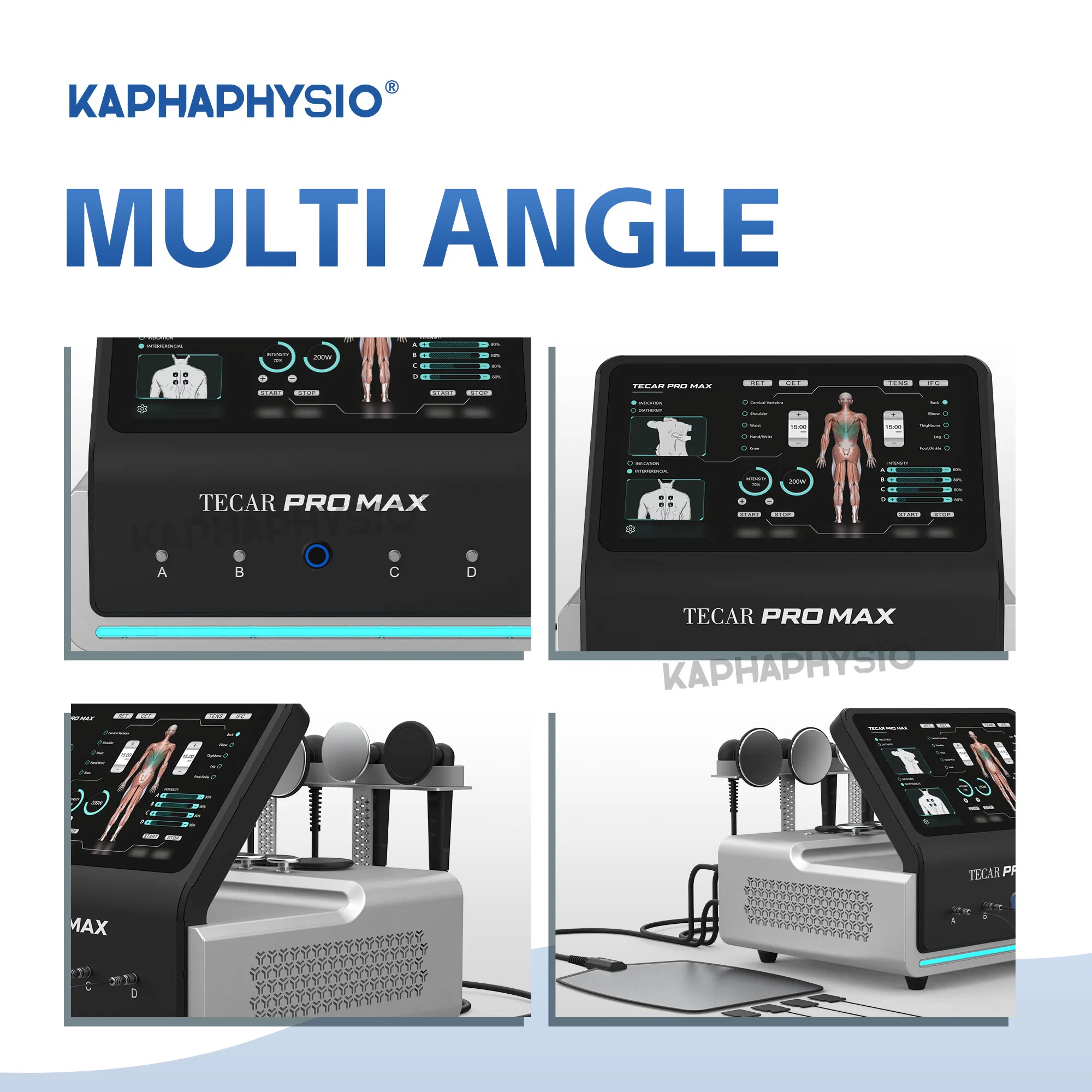 Kaphaphysio Tecar PRO Max Advanced Electrotherapy Machine RF Tecar Therapy and Ifc Tens for Muscle Healing