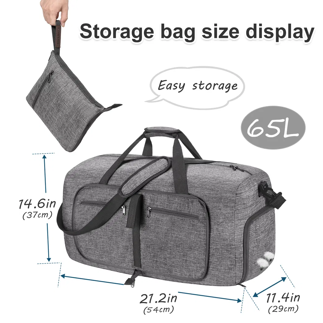 Bolsa de viaje grande, plegable y empaquetable con compartimento para zapatos