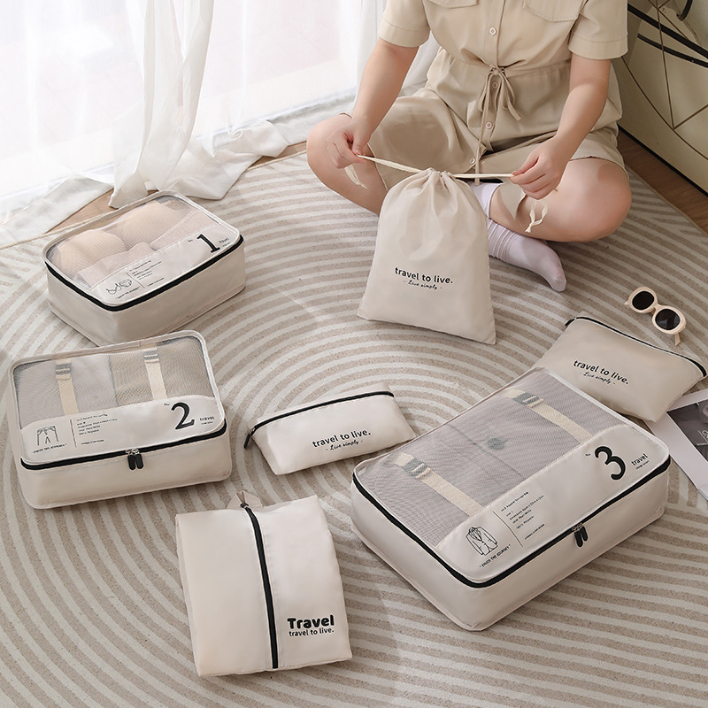 7-Piece Organizador de Ropa Organizador de Ropa Interior Almacenamiento Cosmético de Viaje Bolsa de Viaje