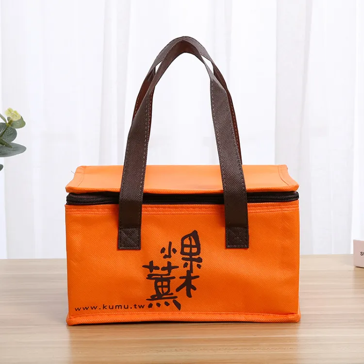 Bolsa térmica de almuerzo de tela no tejida con cremallera, muestra gratuita, bolsa térmica pequeña para alimentos, impermeable, bolsa de almuerzo aislada de tela no tejida