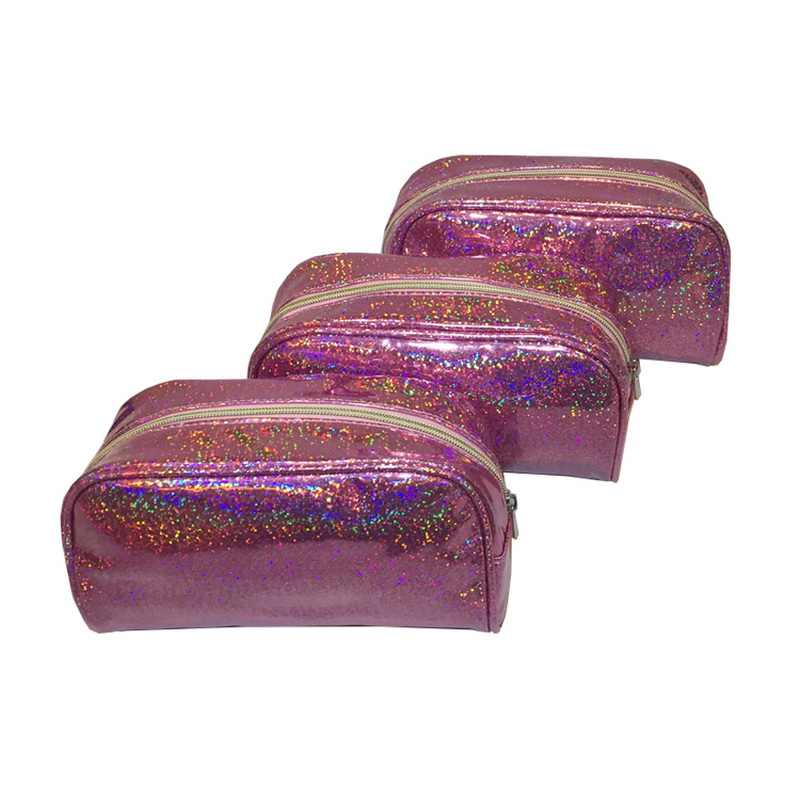 Bolsa de almacenamiento de maquillaje brillante para mujeres, bolsa de viaje de cosméticos con brillo