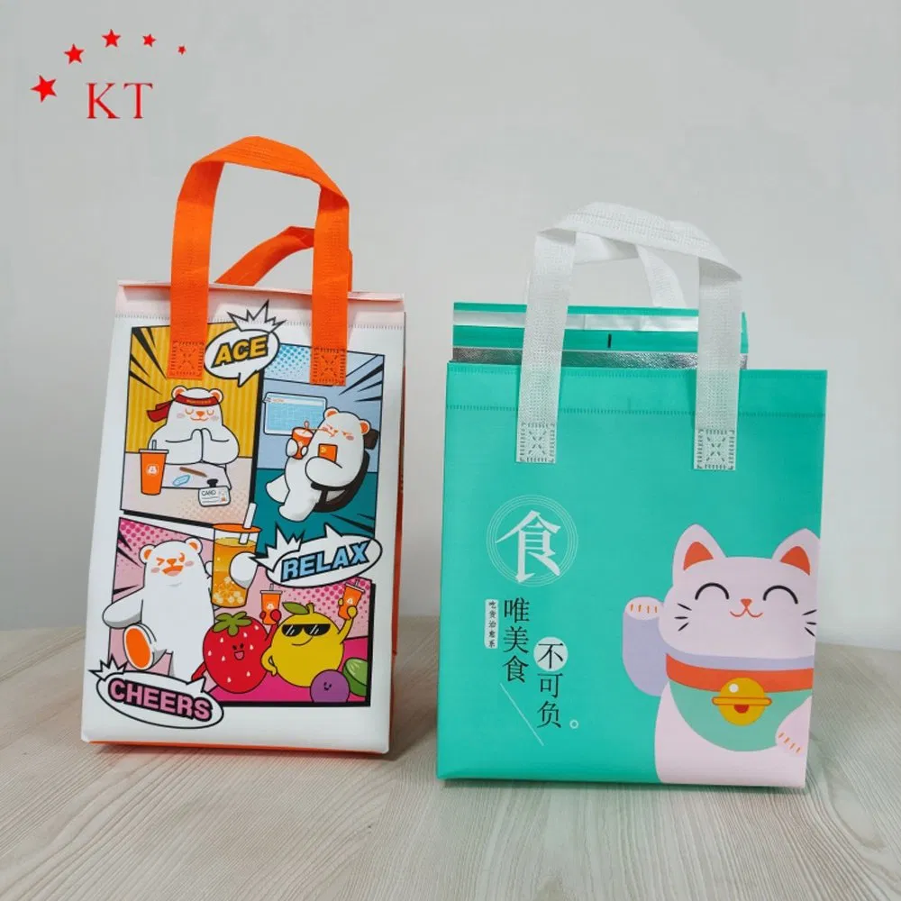 Bolsa térmica personalizada con logo impreso, bolsa de enfriamiento de no tejido, bolsa aislante para llevar, bolsa de entrega de alimentos para mantener caliente