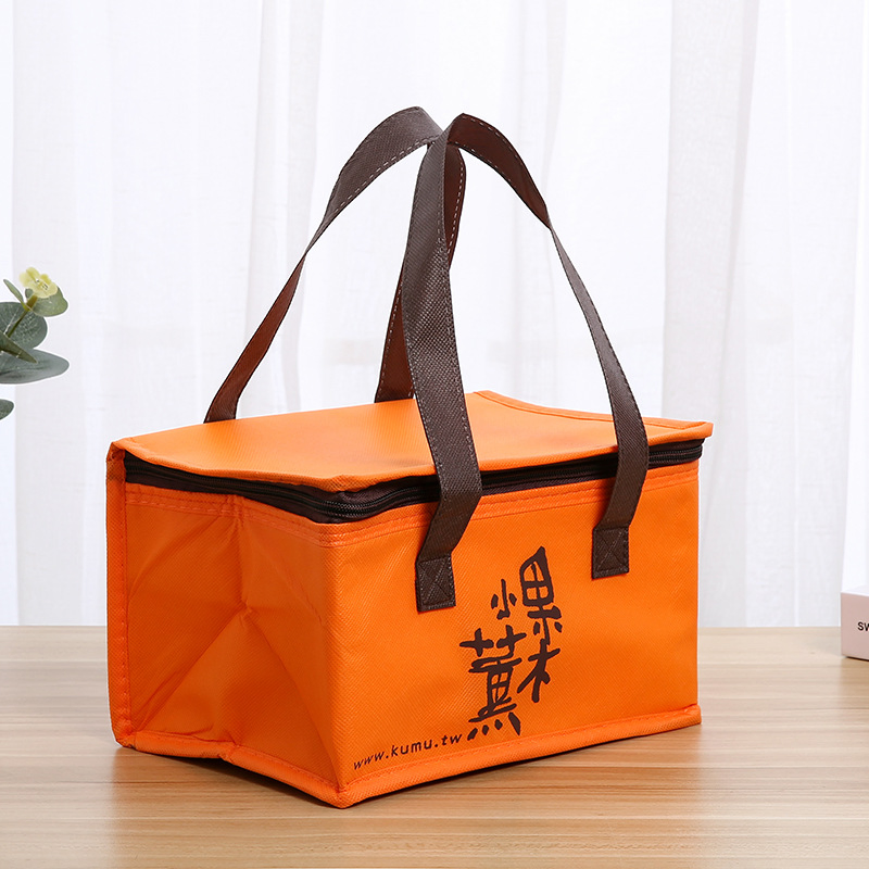 Bolsa térmica de almuerzo de tela no tejida con cremallera, muestra gratuita, bolsa térmica pequeña para alimentos, impermeable, bolsa de almuerzo aislada de tela no tejida