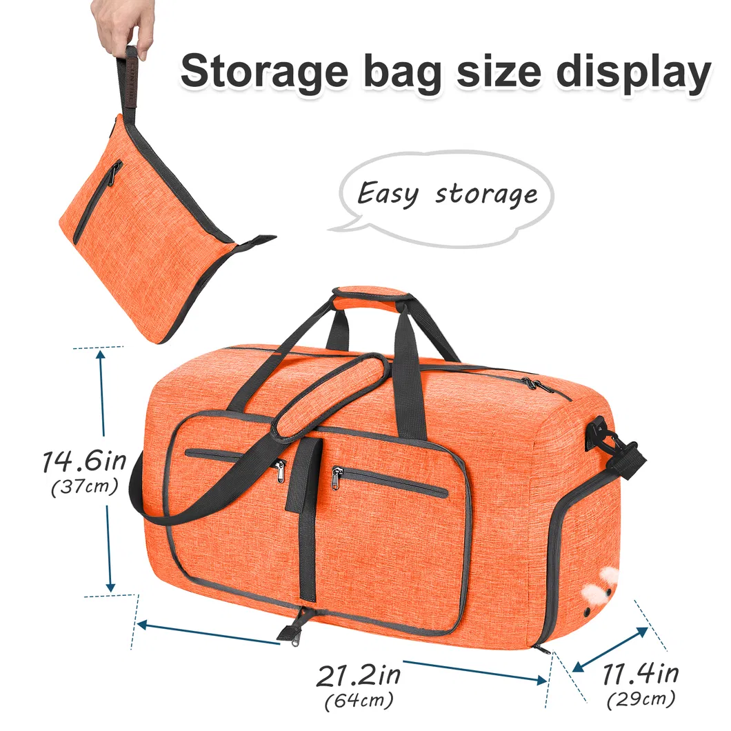 Bolsa de viaje grande, plegable y empaquetable con compartimento para zapatos