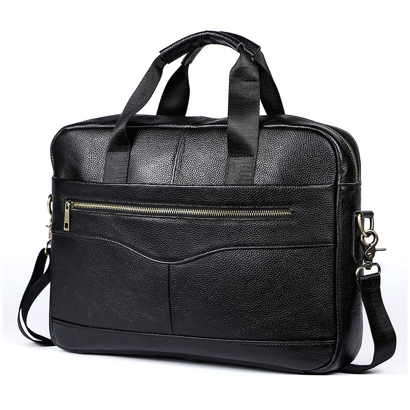 Maletín de Cuero Genuino para Hombre, Bolsa de Hombro, Bolsa de Negocios para Laptop de 14 Pulgadas