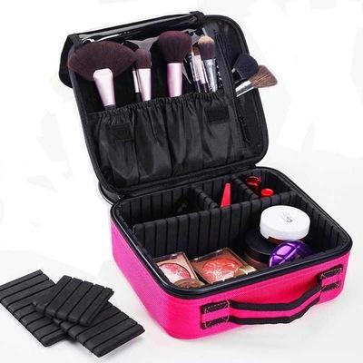 Bolsa de Maquillaje de Alta Calidad Estuche de Viaje para Organizador de Cosméticos con Compartimentos Estuche Cosmético Impermeable de Cuero