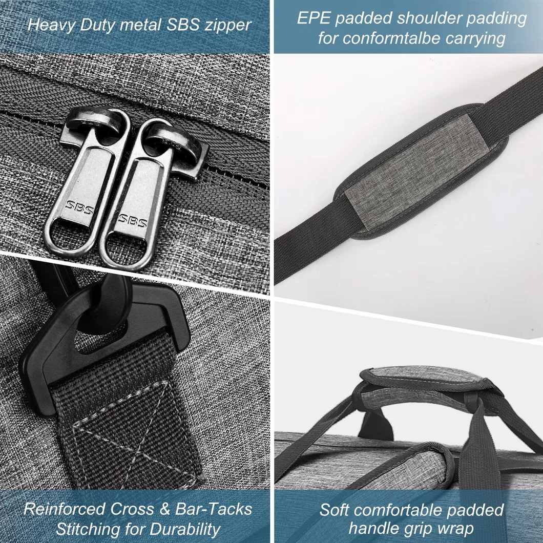 Bolsa de viaje grande, plegable y empaquetable con compartimento para zapatos