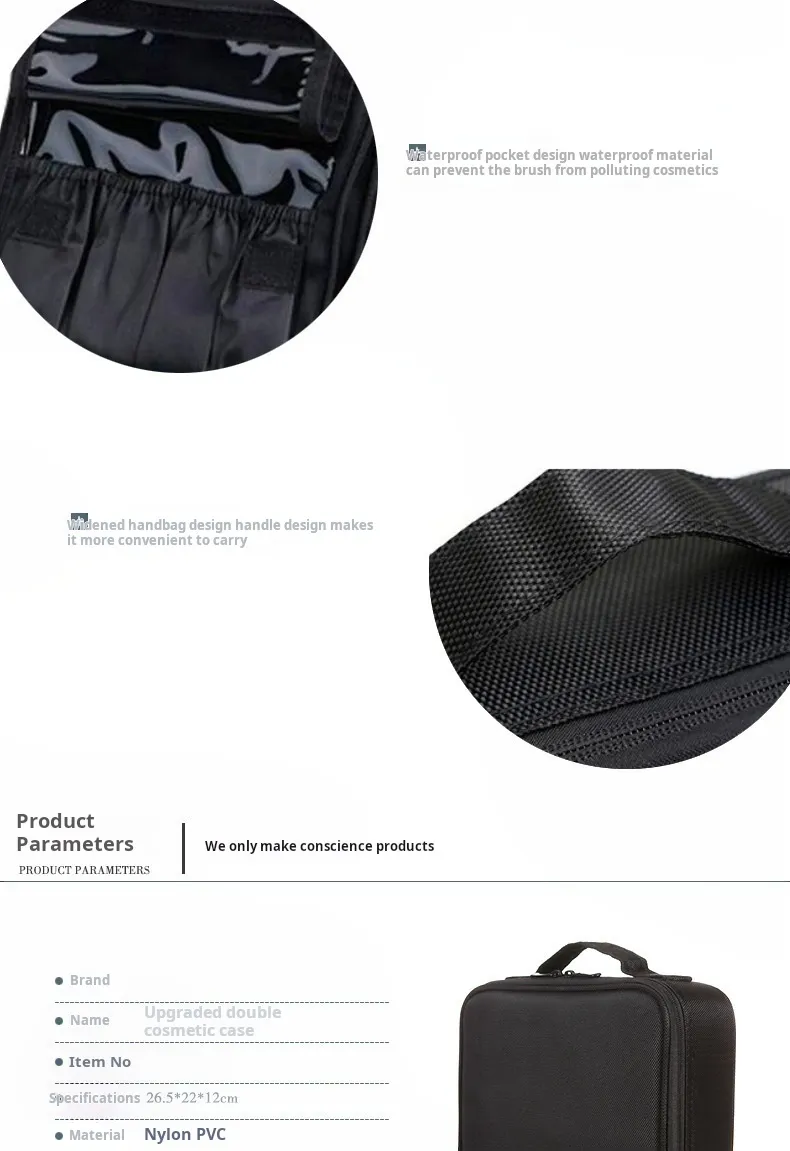 Bolsa de Maquillaje de Alta Calidad Estuche de Viaje para Organizador de Cosméticos con Compartimentos Estuche Cosmético Impermeable de Cuero