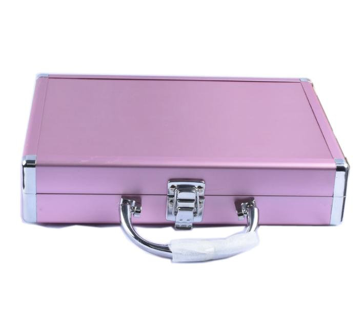 Maletín de aluminio ligero rosa femenino para maquillaje portátil y peluquería