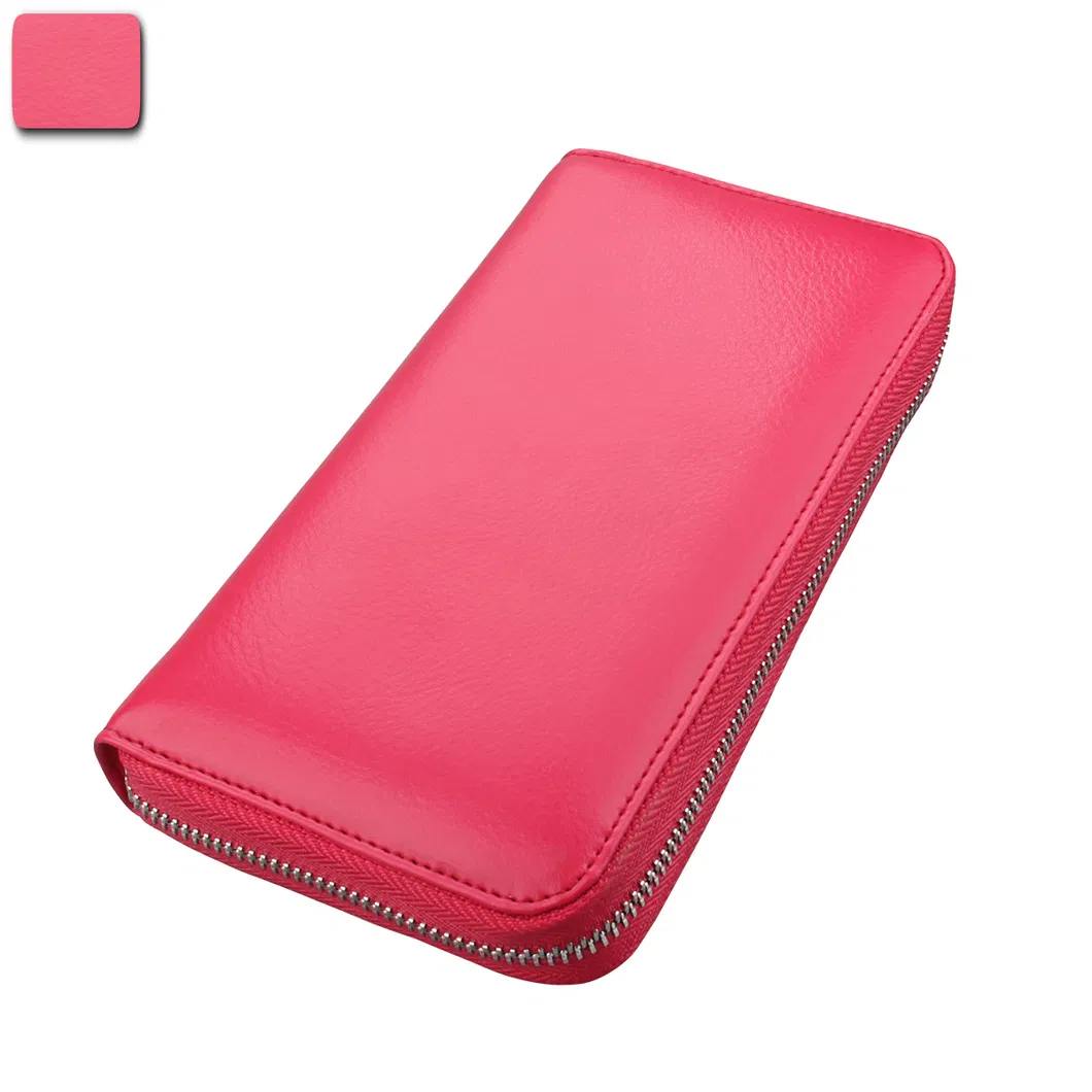 Organizador de cuero largo para tarjetas, soporte para pasaporte, anti RFID, soporte para tarjetas de crédito, billetera multifuncional para hombres y mujeres, soporte para pasaporte