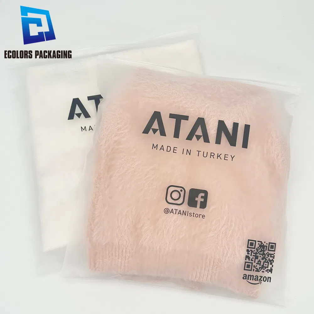 Paquete pequeño a prueba de olores negro Mylar perfecto para ropa interior bolsa plana de foil personalizada empaquetado de ropa bolsas de plástico con cierre zip frosted