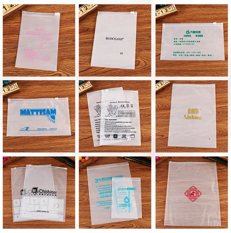 Personalizar impresión CPE EVA PE PVC bolsa con deslizadores de cremallera clara mate plástica empaquetado con cremallera para prendas de vestir, cosméticos, médicos y viajes