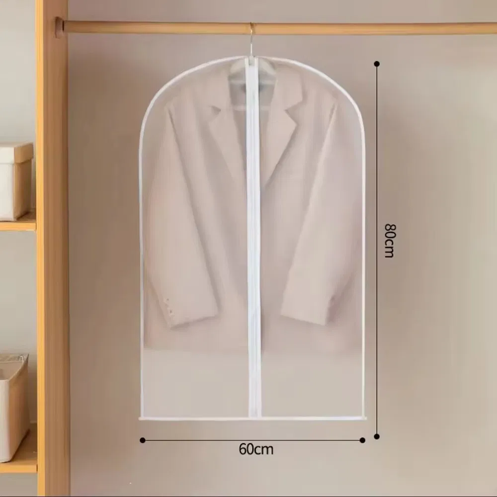 Funda de ropa transparente a prueba de agua con bolsillo colgante para almacenamiento de abrigos para uso doméstico