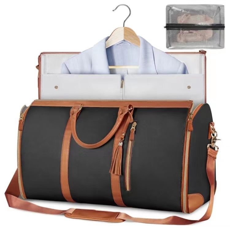 Bolsas de viaje de lona impermeable de PU personalizadas con pouch para zapatos, maletas colgantes para viajes
