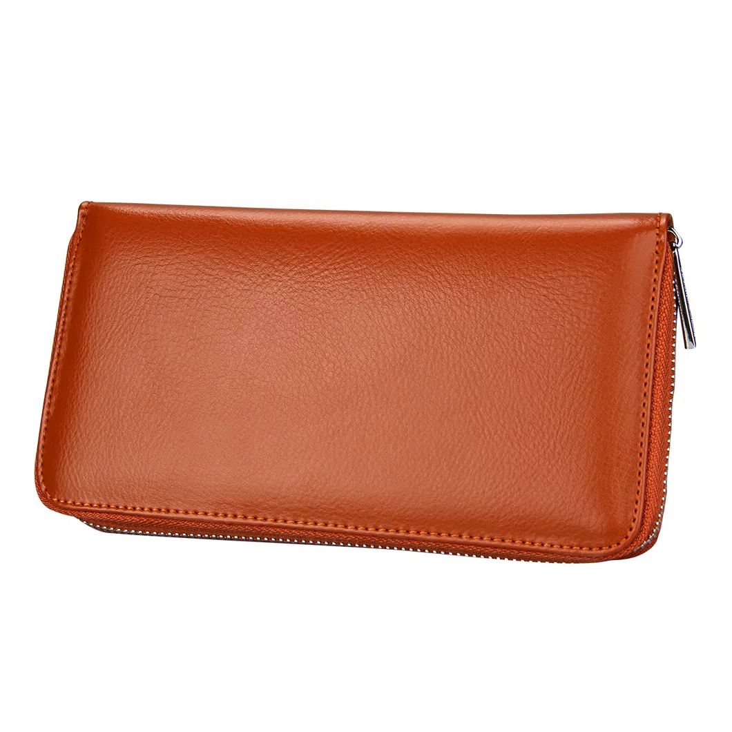 Organizador de cuero largo para tarjetas, soporte para pasaporte, anti RFID, soporte para tarjetas de crédito, billetera multifuncional para hombres y mujeres, soporte para pasaporte