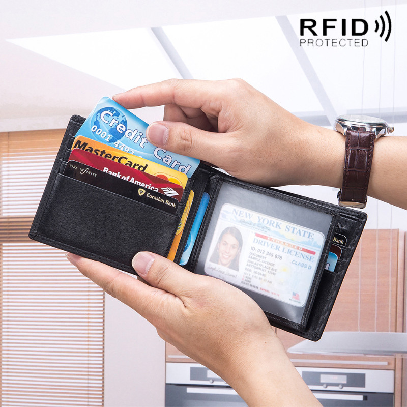 Al1074 Larga Cartera de Lujo de Diseñador de Cuero para Hombre, Billetera Personalizada, Porta Tarjetas de Cuero Genuino, Carteras RFID
