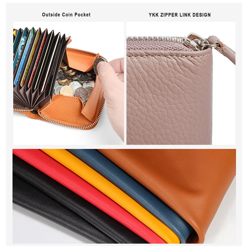 Billetera de cuero delgada y minimalista para hombres y mujeres, soporte para tarjetas, bolso para tarjetas de crédito, billetera de identificación, pasaporte y monedas