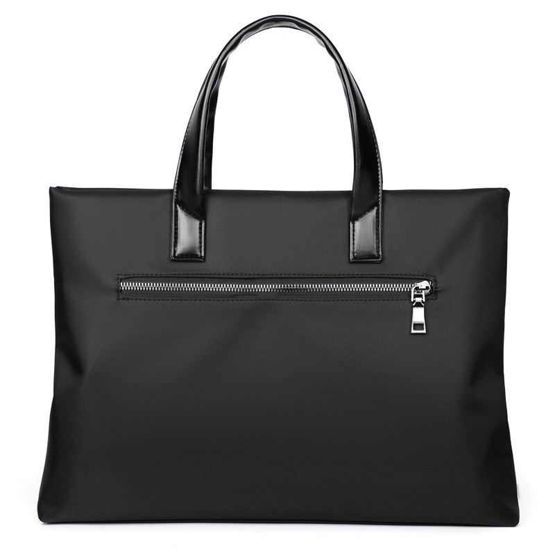 Maletín negro grande Xianghui con bolsillos laterales, bolso de negocios simple
