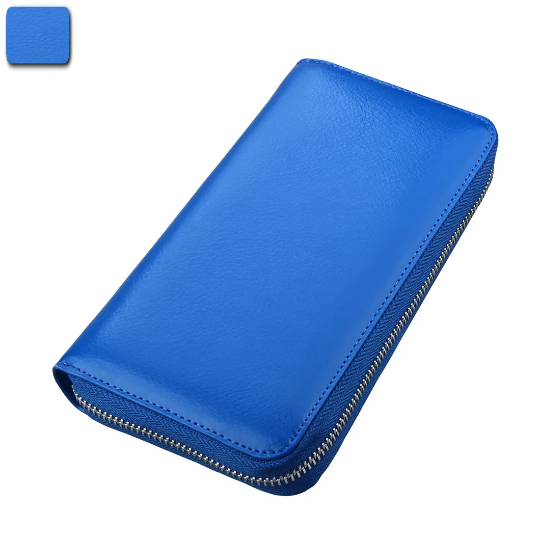 Organizador de cuero largo para tarjetas, soporte para pasaporte, anti RFID, soporte para tarjetas de crédito, billetera multifuncional para hombres y mujeres, soporte para pasaporte