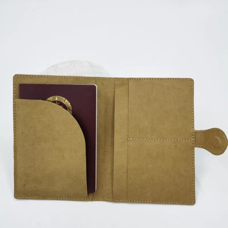Soporte de pasaporte de papel kraft biodegradable y lavable, billetera para entradas de lujo