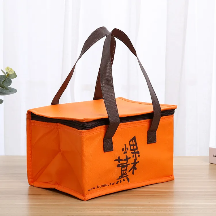 Bolsa térmica de almuerzo de tela no tejida con cremallera, muestra gratuita, bolsa térmica pequeña para alimentos, impermeable, bolsa de almuerzo aislada de tela no tejida