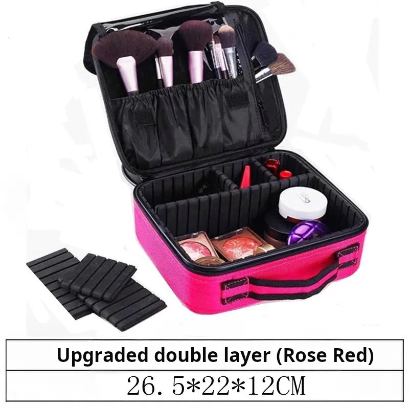 Bolsa de Maquillaje de Alta Calidad Estuche de Viaje para Organizador de Cosméticos con Compartimentos Estuche Cosmético Impermeable de Cuero