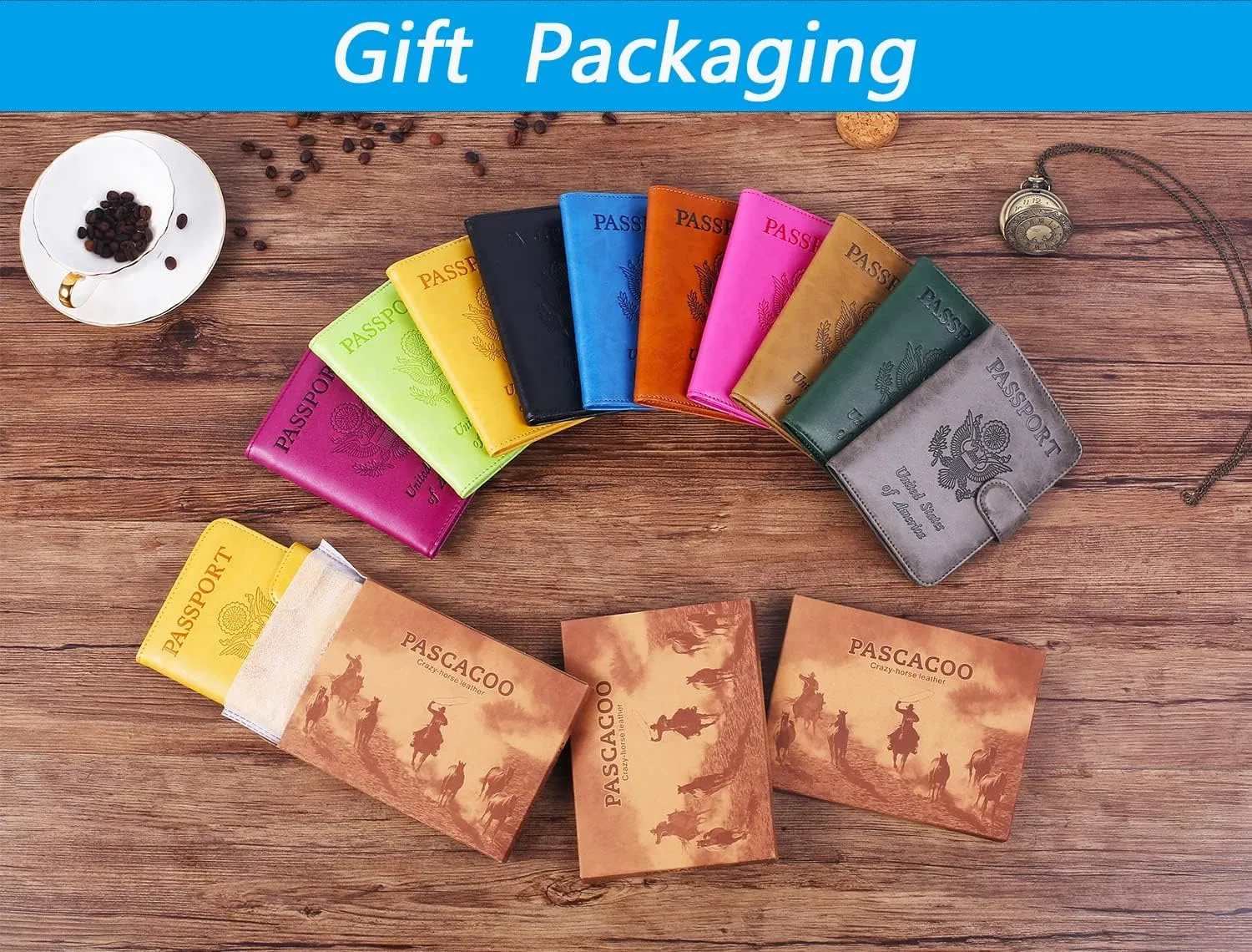 Elegante soporte de pasaporte de cuero unisex y billetera para tarjetas