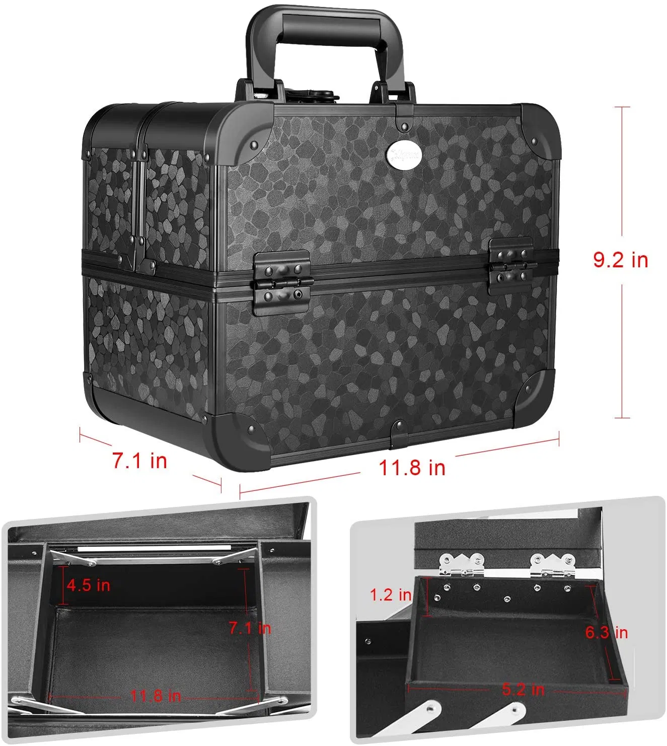 Caja de Maquillaje Organizador de Joyería Tocador Almacenamiento de Belleza 4 Bandejas Estuche de Cosméticos