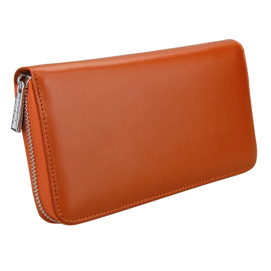 Organizador de cuero largo para tarjetas, soporte para pasaporte, anti RFID, soporte para tarjetas de crédito, billetera multifuncional para hombres y mujeres, soporte para pasaporte