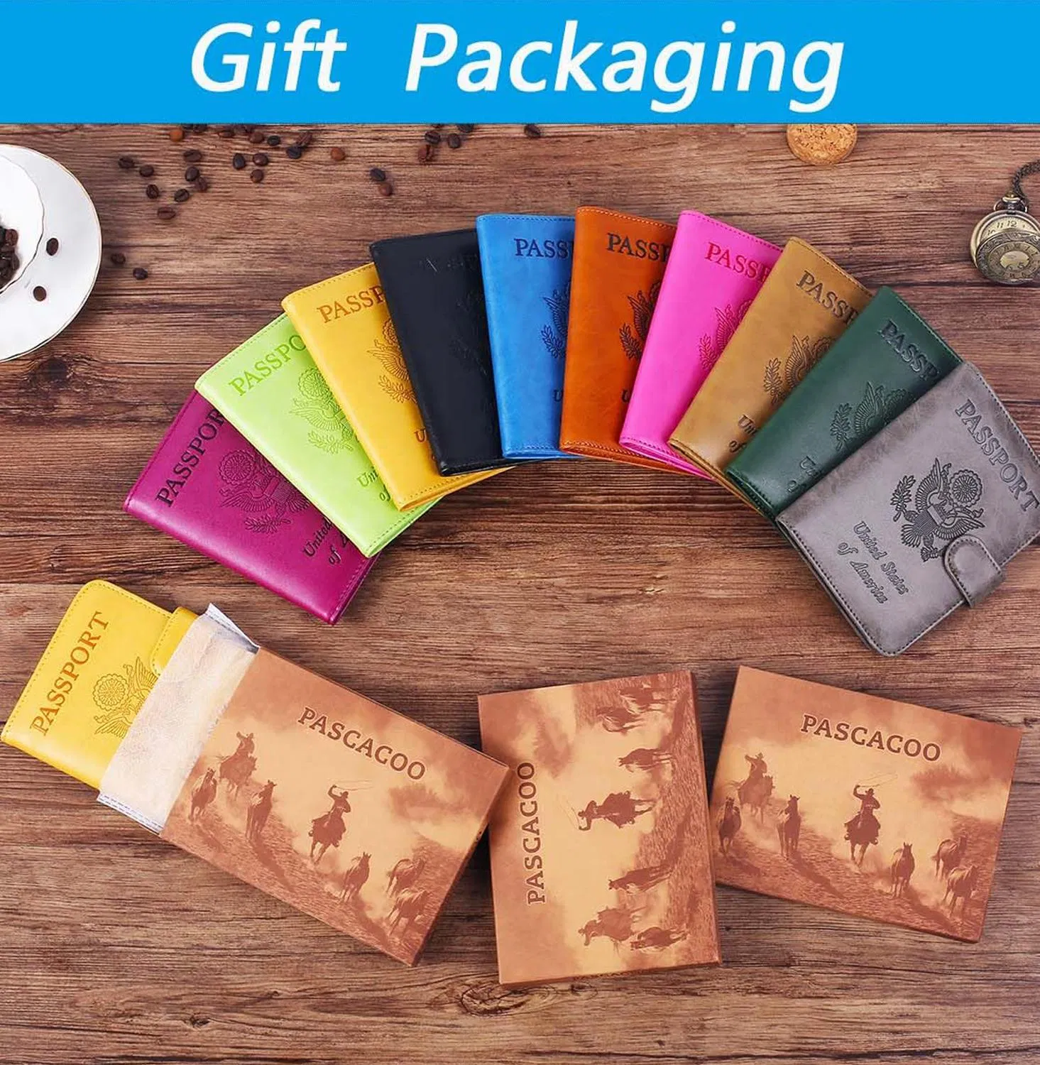 Funda de cuero premium para pasaporte Airtag