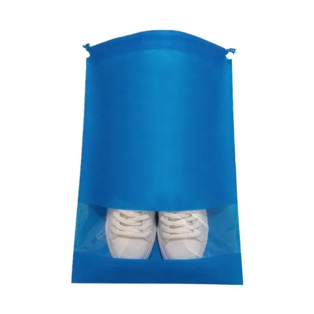 Bolsa de almacenamiento y polvo para zapatos de drawstring no tejido azul en stock