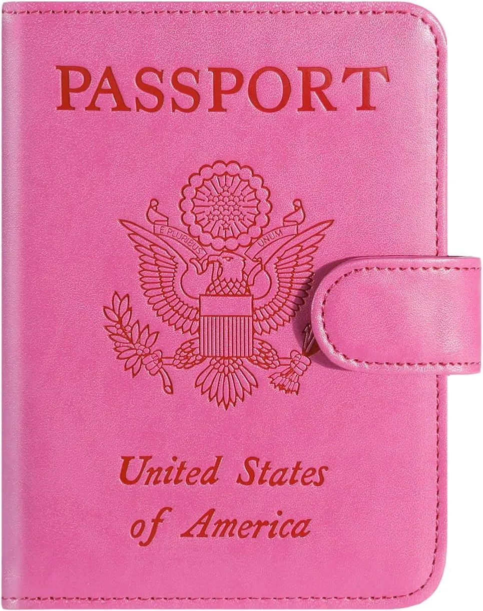 Elegante soporte de pasaporte de cuero unisex y billetera para tarjetas