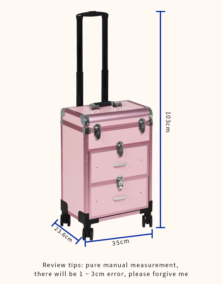 Nuevo popular estuche de maquillaje con carro cosmético de 3 capas de cajones