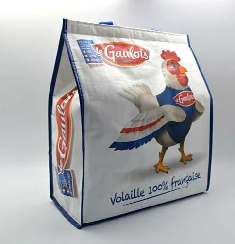 Bolsa de transporte reutilizable impermeable de material no tejido de PP para comida y almuerzo con asa para durian, bolsa térmica aislante