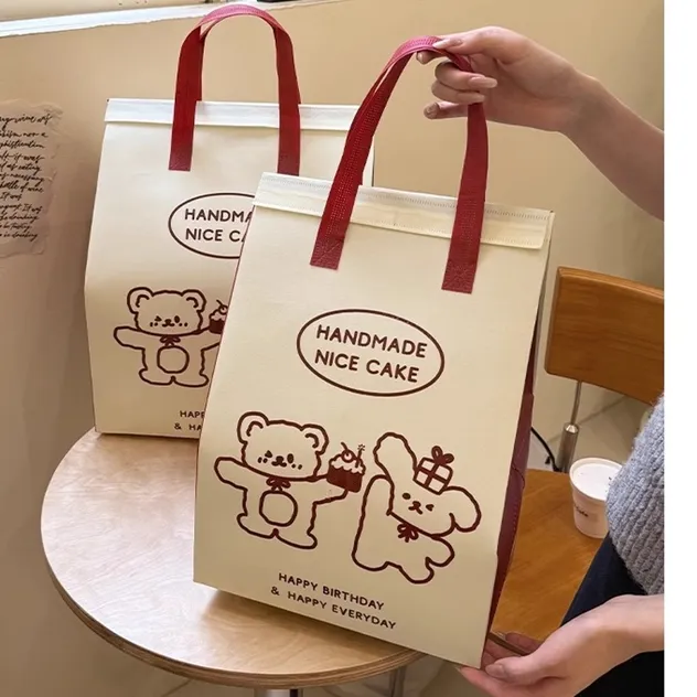 Bolsa de transporte reutilizable impermeable de material no tejido de PP para comida y almuerzo con asa para durian, bolsa térmica aislante