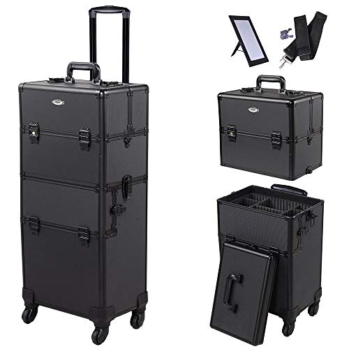 Carro rodante con cerradura para maquillaje, maleta de viaje para artistas, almacenamiento de cosméticos