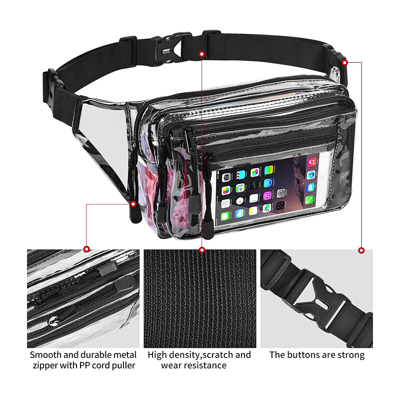 Bolso de cadera transparente y elegante para conciertos y festivales