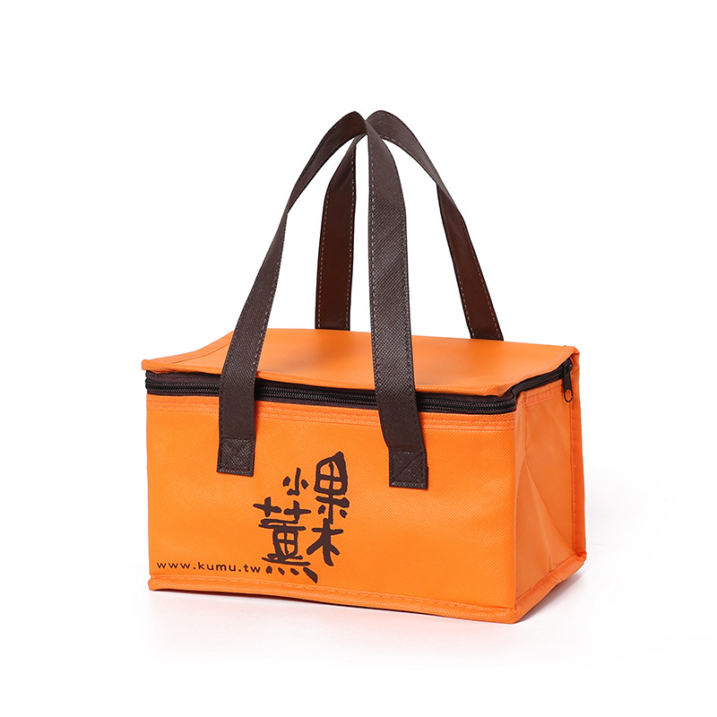 Bolsa térmica de almuerzo de tela no tejida con cremallera, muestra gratuita, bolsa térmica pequeña para alimentos, impermeable, bolsa de almuerzo aislada de tela no tejida