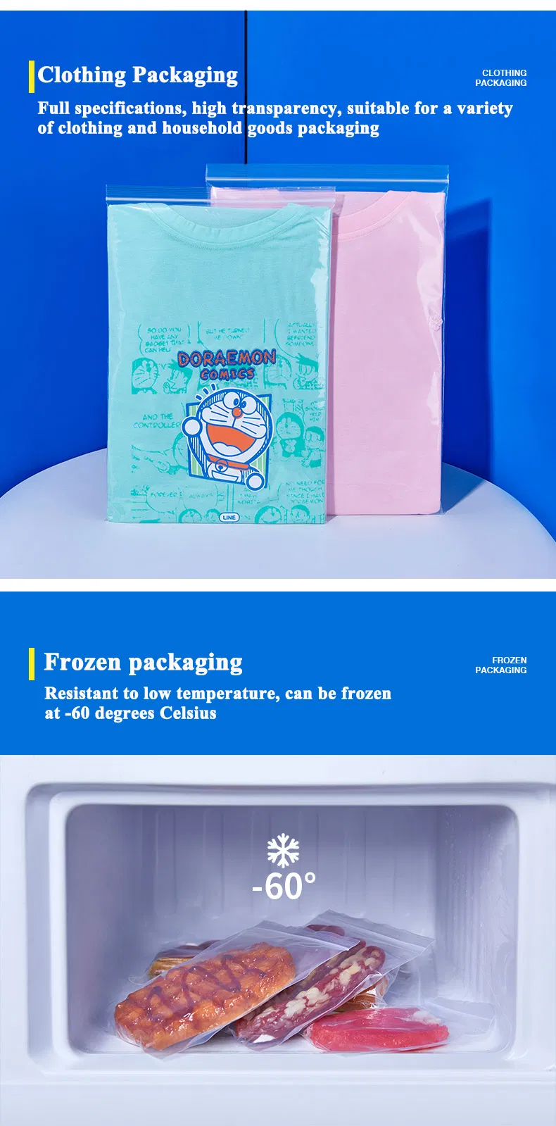 Bolsa de cierre hermético mate translúcido clara, bolsa de plástico LDPE HDPE CPE EVA PE PVC, empaquetado de prendas de vestir, tabletas, dispensación de medicamentos, empaquetado de alimentos
