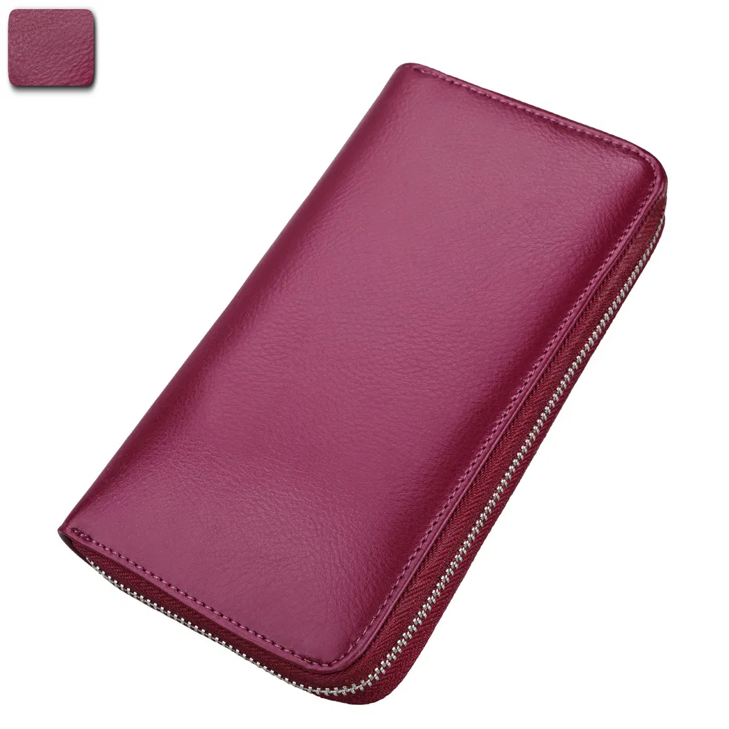 Organizador de cuero largo para tarjetas, soporte para pasaporte, anti RFID, soporte para tarjetas de crédito, billetera multifuncional para hombres y mujeres, soporte para pasaporte