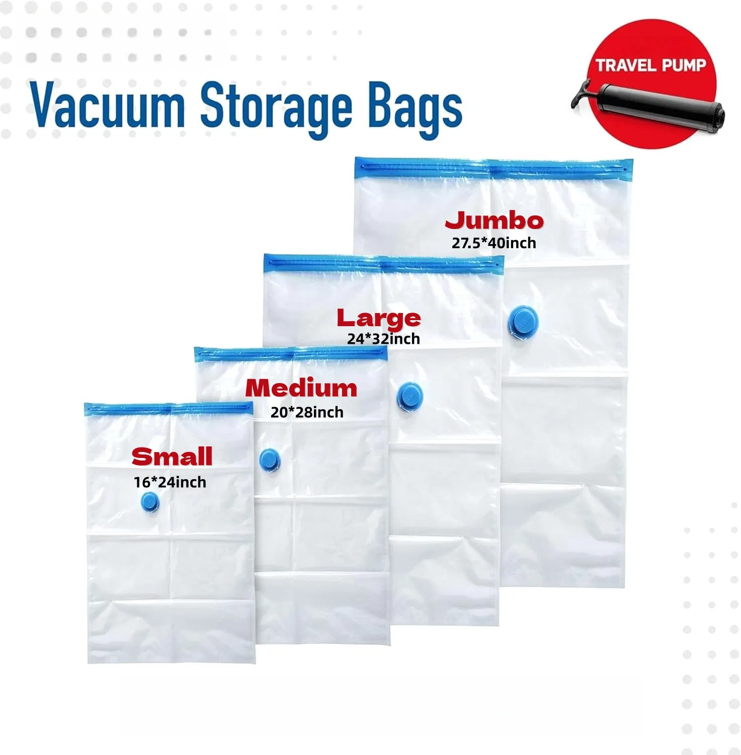 Bolsa de almacenamiento al vacío para el hogar, organizador de compresión, bolsa de plástico para ropa, ahorro de espacio, bolsa portátil fácil de viajar