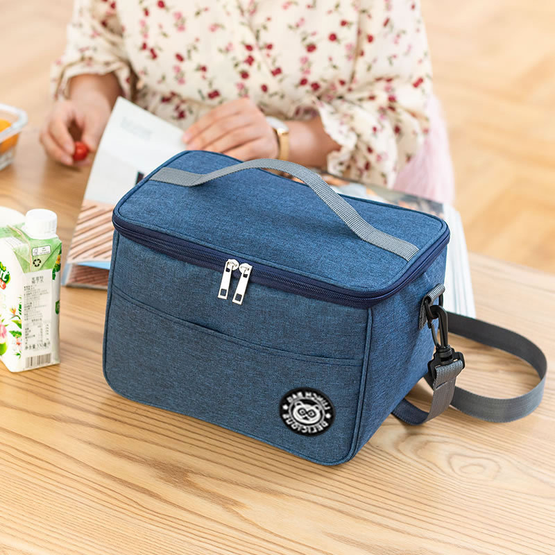 Bolsas de almacenamiento de alimentos térmicamente aisladas grises reutilizables, caja de almuerzo, bolsas de enfriador de viaje