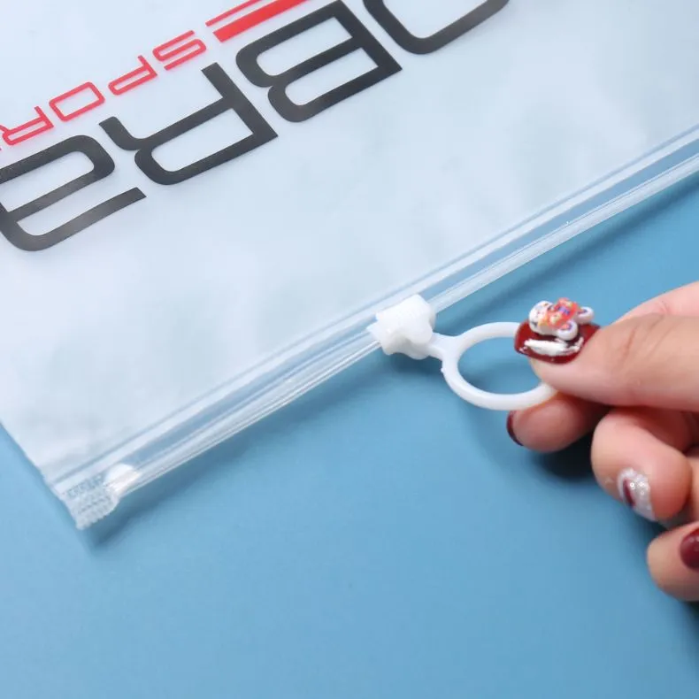 Personalizar impresión CPE EVA PE PVC bolsa con deslizadores de cremallera clara mate plástica empaquetado con cremallera para prendas de vestir, cosméticos, médicos y viajes