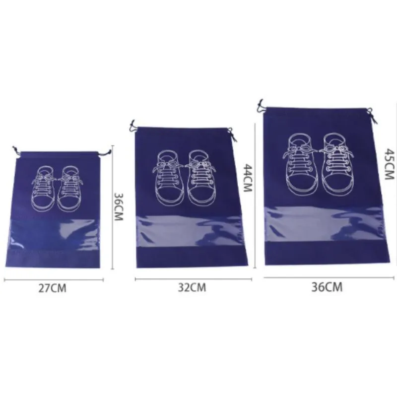 Bolsa de almacenamiento y polvo para zapatos de drawstring no tejido azul en stock