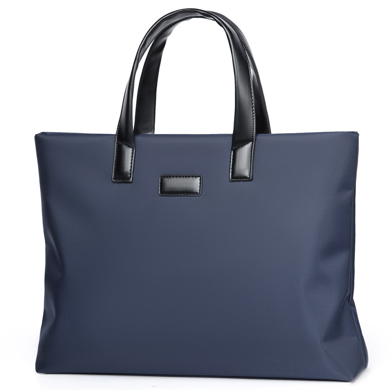 Maletín negro grande Xianghui con bolsillos laterales, bolso de negocios simple