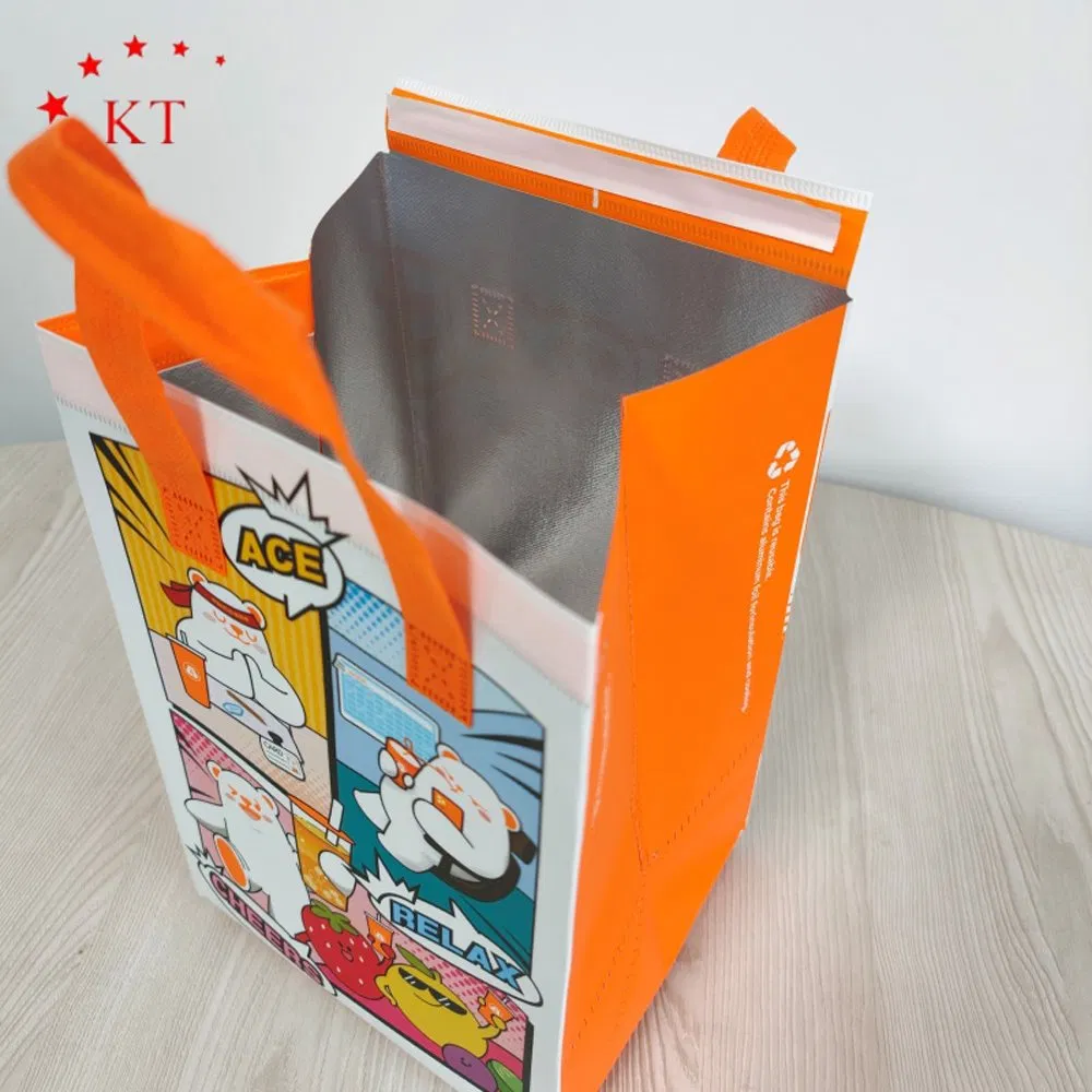 Bolsa térmica personalizada con logo impreso, bolsa de enfriamiento de no tejido, bolsa aislante para llevar, bolsa de entrega de alimentos para mantener caliente
