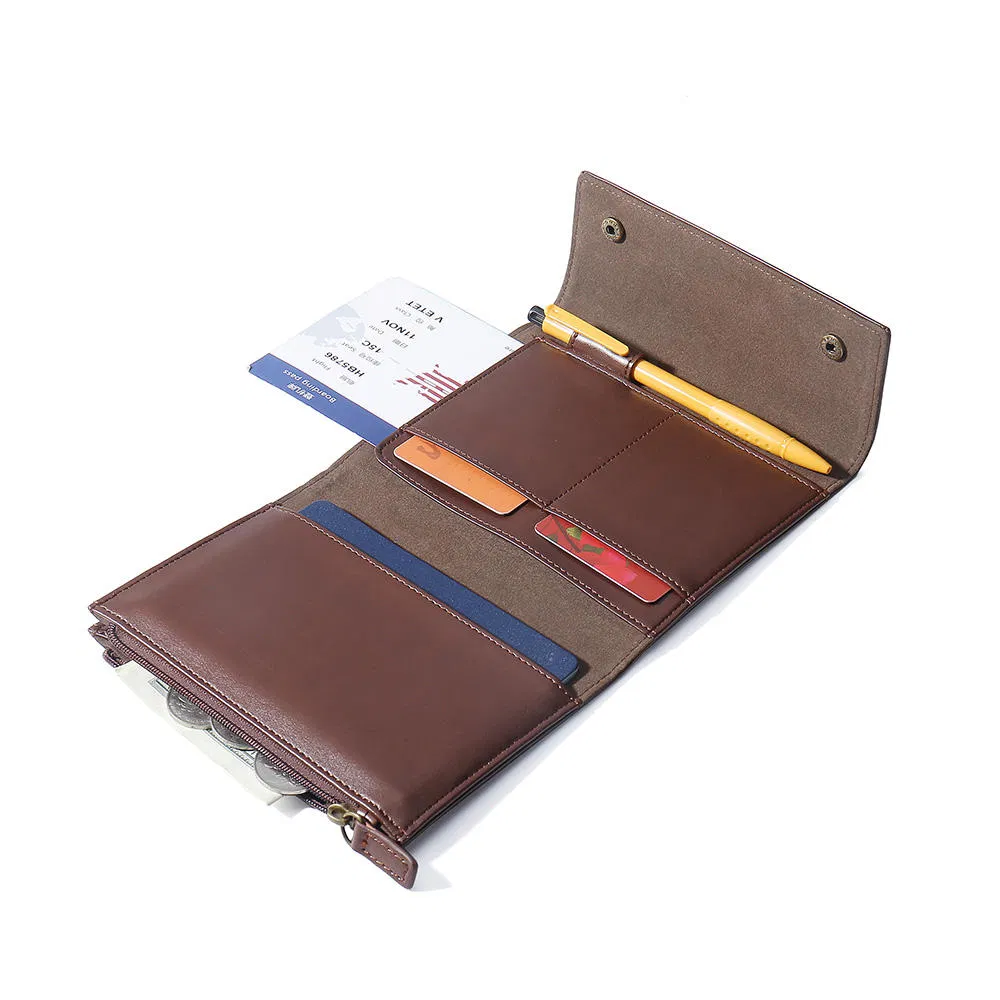 Billetera de pasaporte trifold RFID premium organizador de viaje bolsa portapasaporte (MFW3137)